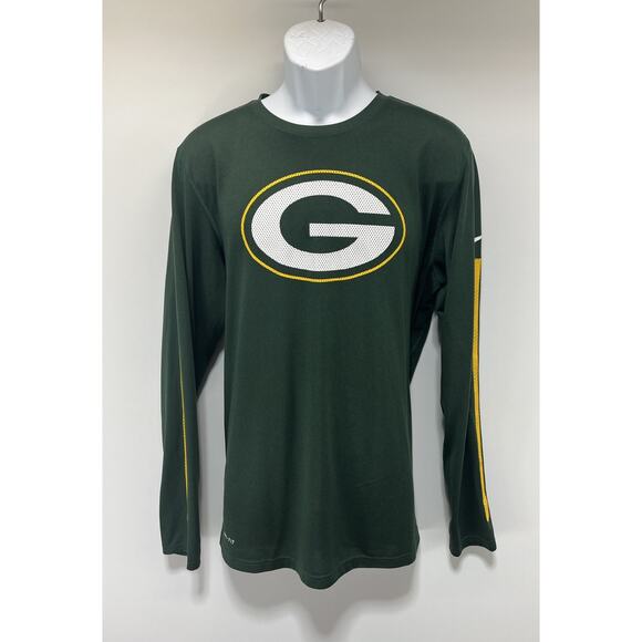 Nike Dri-Fit Green Bay Packers LS Green Shirt Men's L NFL Team Apparel EUC - Picture 1 of 8